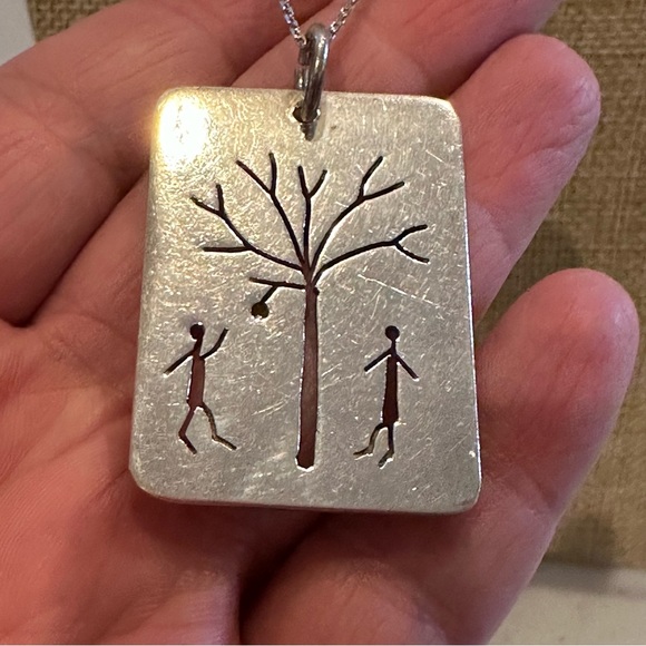 Sterling Silver Adam & Eve Necklace, pendant & chain marked & acid tested .925 - Picture 5 of 13